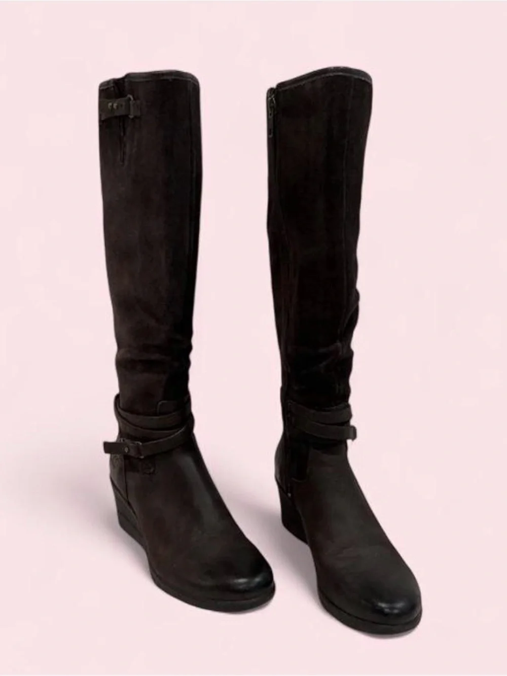 UGG dark brown Suede Over-the-Knee Wedge Boots
